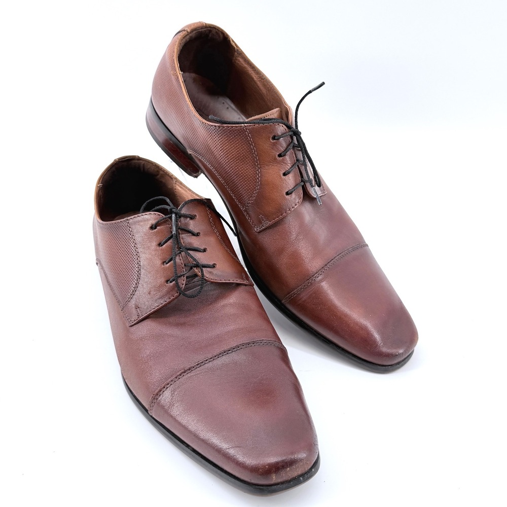 Florsheim Cap Toe Oxford Mens 10D Brown Good Leather Dress Shoes 15149-221